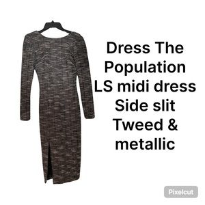 Dress The Population Long Sleeve midi dress
